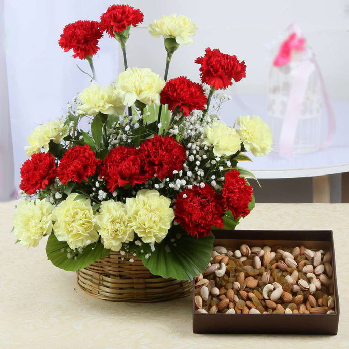 Celebrate any Special Events or Occasions with combo of Fresh Flowers with Dry Fruits Online from Flowersacrossindia.com