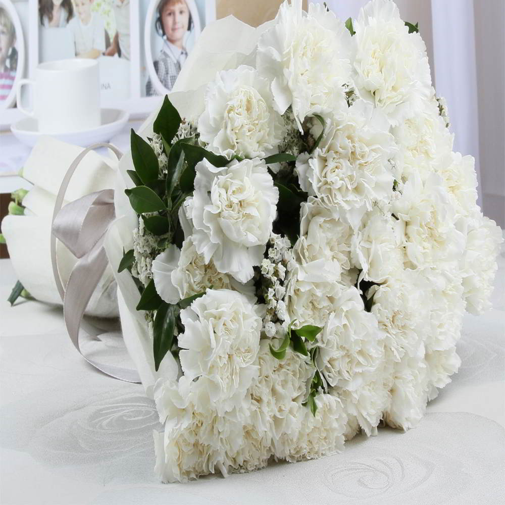Twenty White Carnations Same Day Delivery