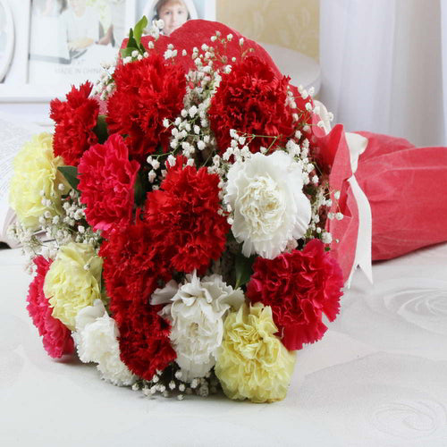 Graceful Mix Carnations Hand Tied Bouquet