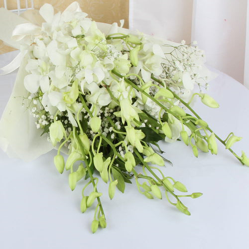 Eight White Orchids Bouquet