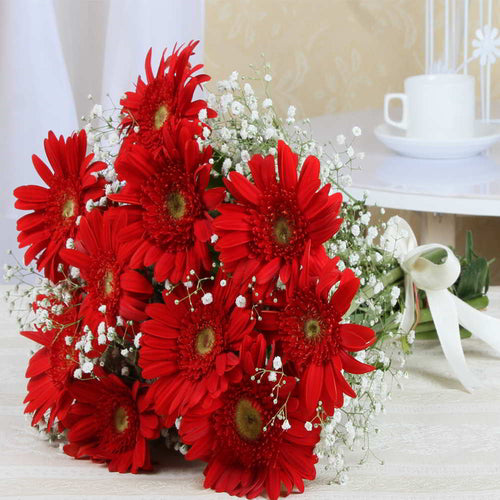 Ten Red Gerberas Bouquet