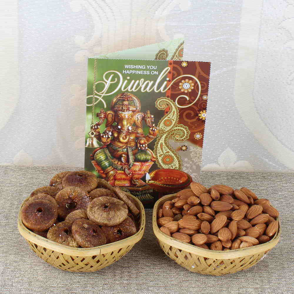 Diwali Dry fruit Basket with Greeting Card