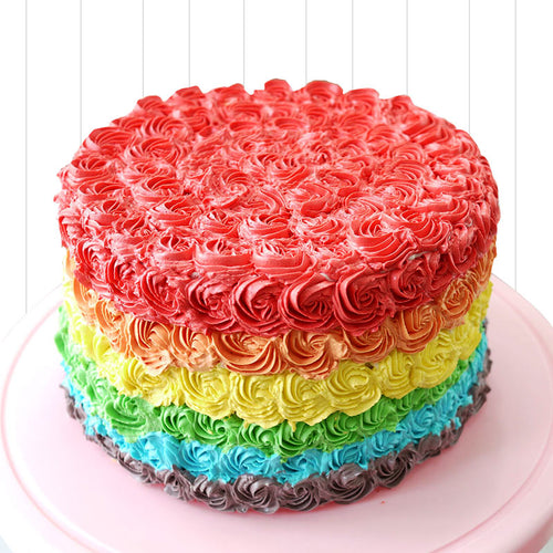 Eggless Round Shape Rainbow Cake