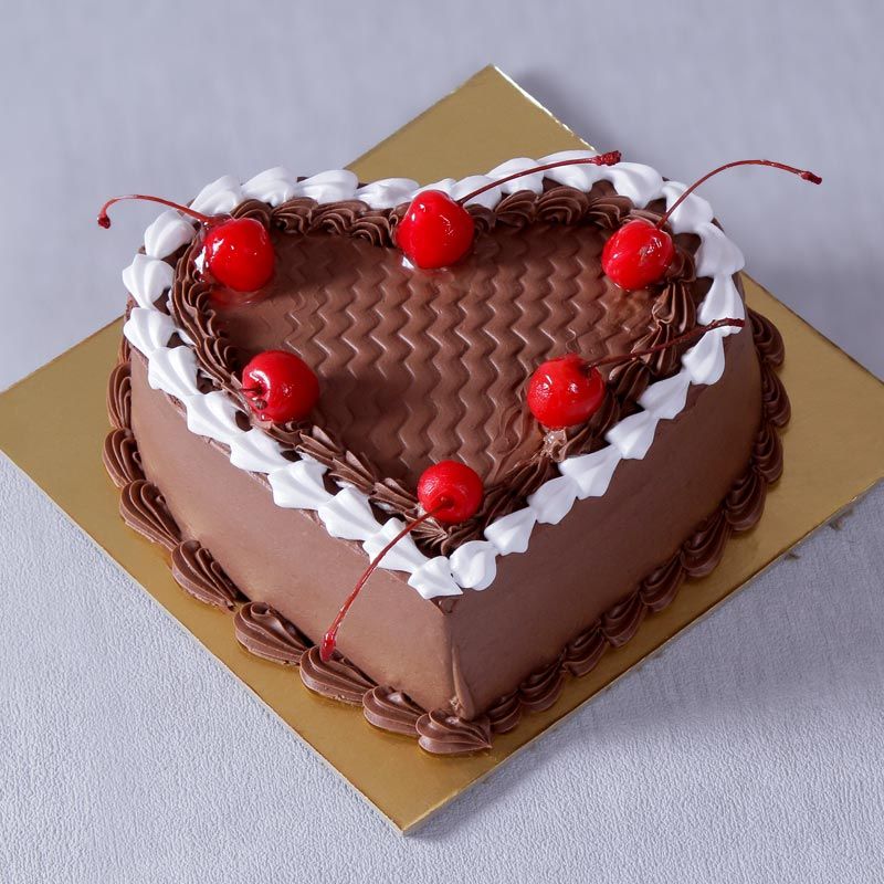 Choco Cherry Heart Shape Cake