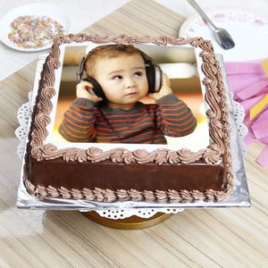 One Kg Chocolate Flavor Personalized Photo Cake
