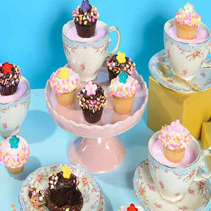Ten Floral Sprinkle Cupcakes
