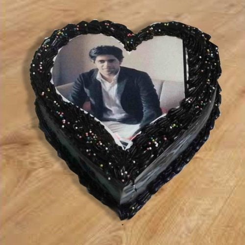 Heart Shape Chocolate Photo Cake
