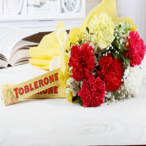 Colorful Carnations with Toblerone Chocolates