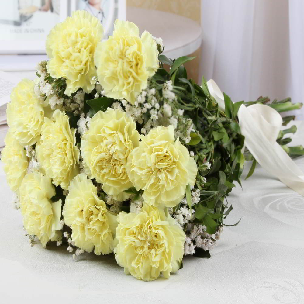 Lovely Yellow Carnations Bouquet