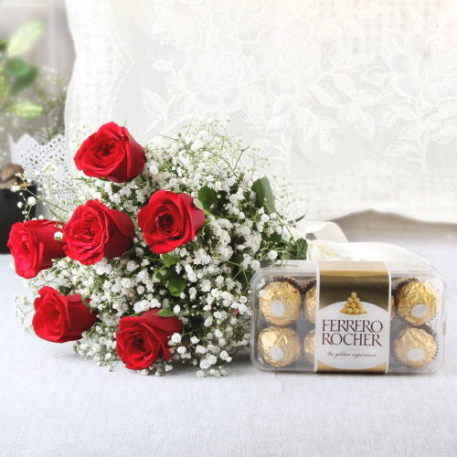 Combo of Red Roses with Chocolate