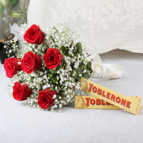 Romantic Red Roses with Toblerone Chocolate