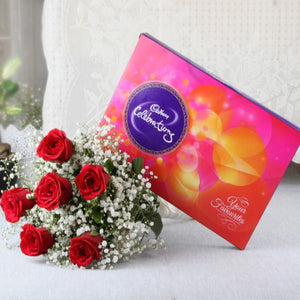 Red Roses with Celebration chocolate Combo