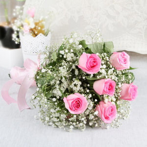 Bouquet of Six Pink Roses