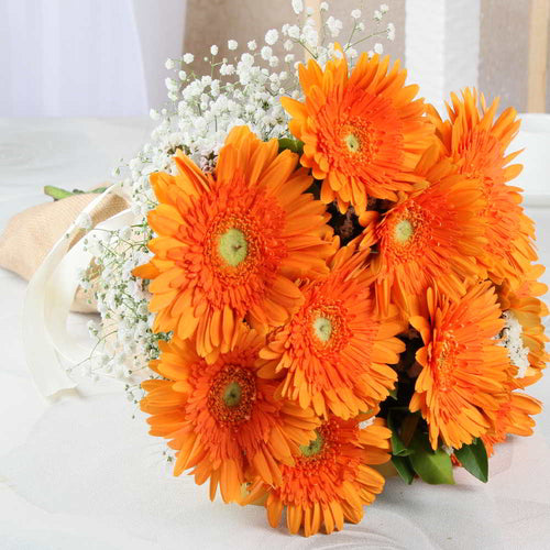 Bouquet of Ten Orange Gerberas