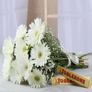 Bouquet of Ten Preetty Gerberas with Toblerone Chocolates