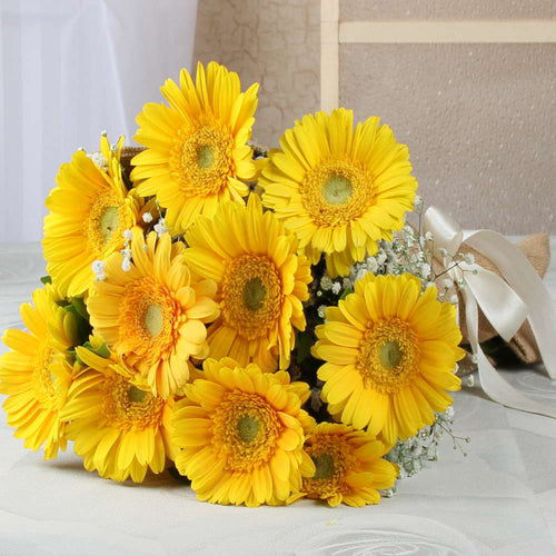 Bouquet of Ten Yellow Gerberas