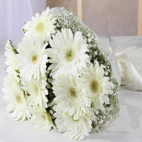 Bouquet of Ten Soothing White Gerberas