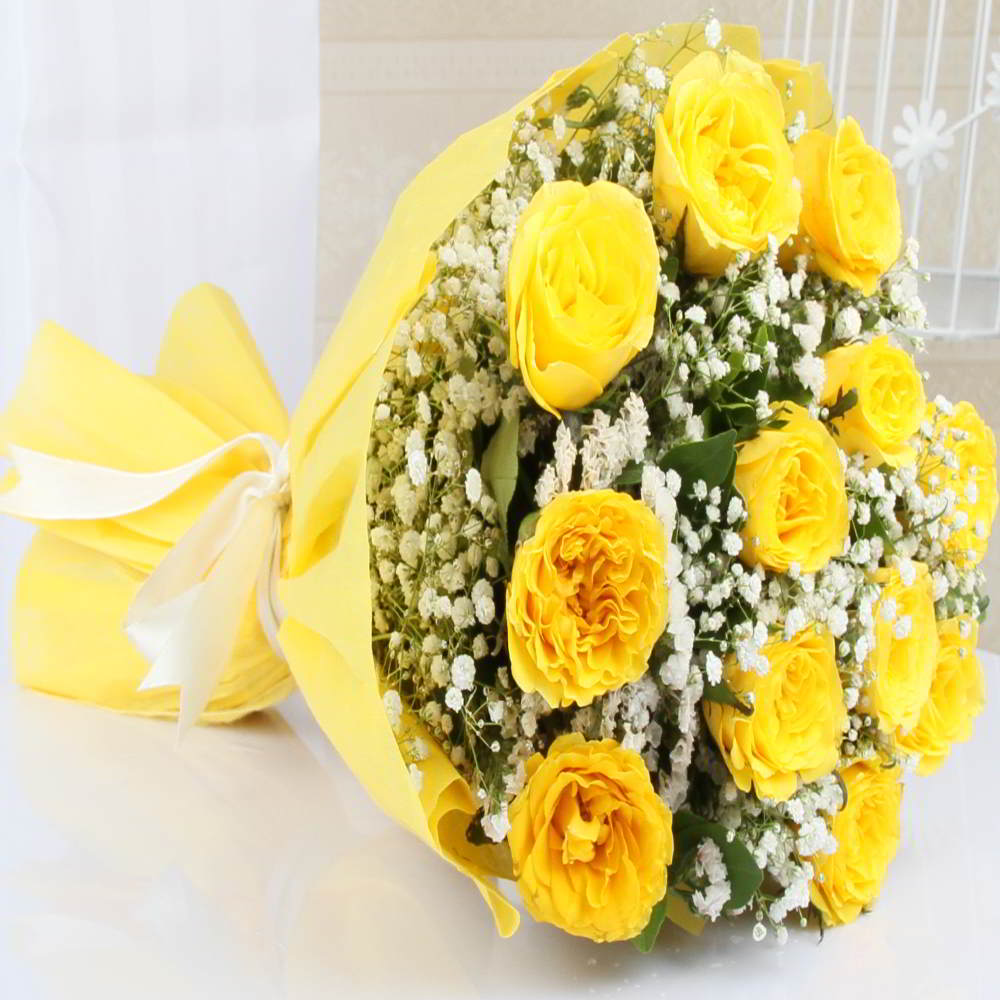 Bouquet of Twelve Yellow Roses  Same Day Delivery