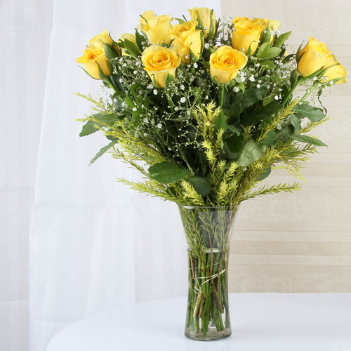 Yellow Roses in a Glass vase