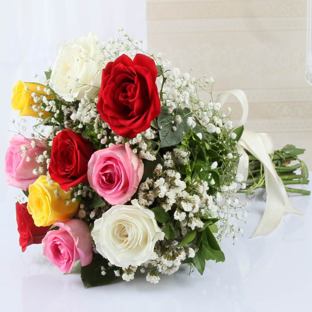 Bouquet of Ten Mix Color Roses
