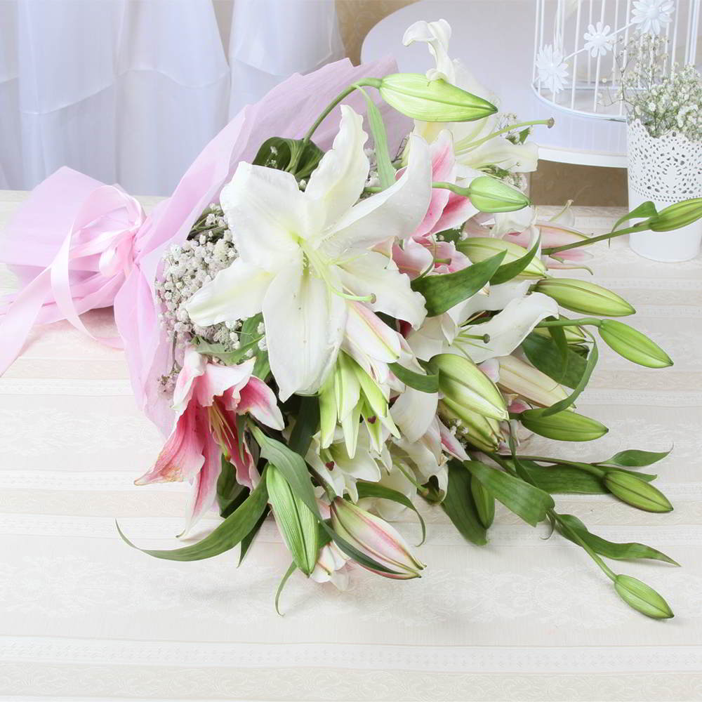 Pristine Lilies Bouquet