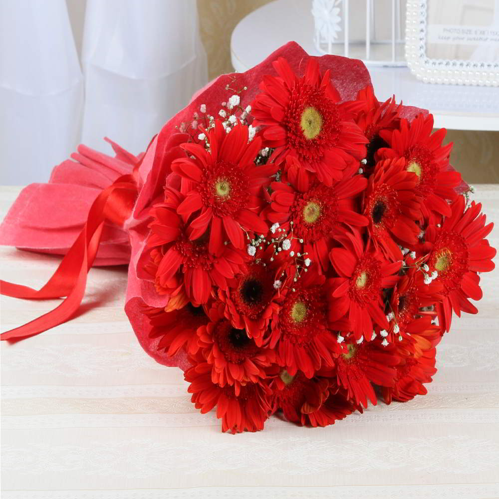 Flaming Red Gerberas Bouquet