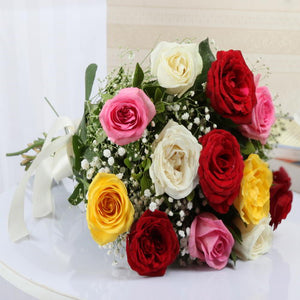 One Dozen of Mix Roses Bouquet