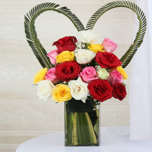 Attractive Vase Arrangement of Roses