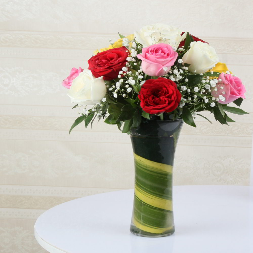 Mix Roses in a Vase