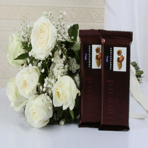 Temptation Chocolate with White Roses Bouquet