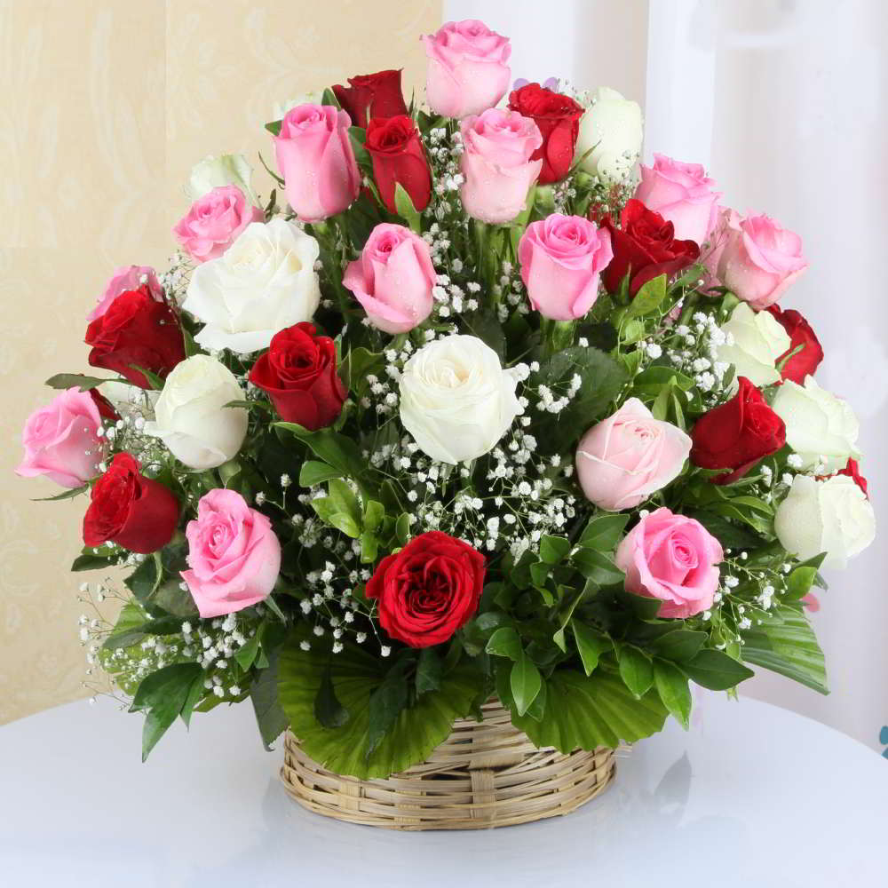 Mix Roses Basket Arrangement