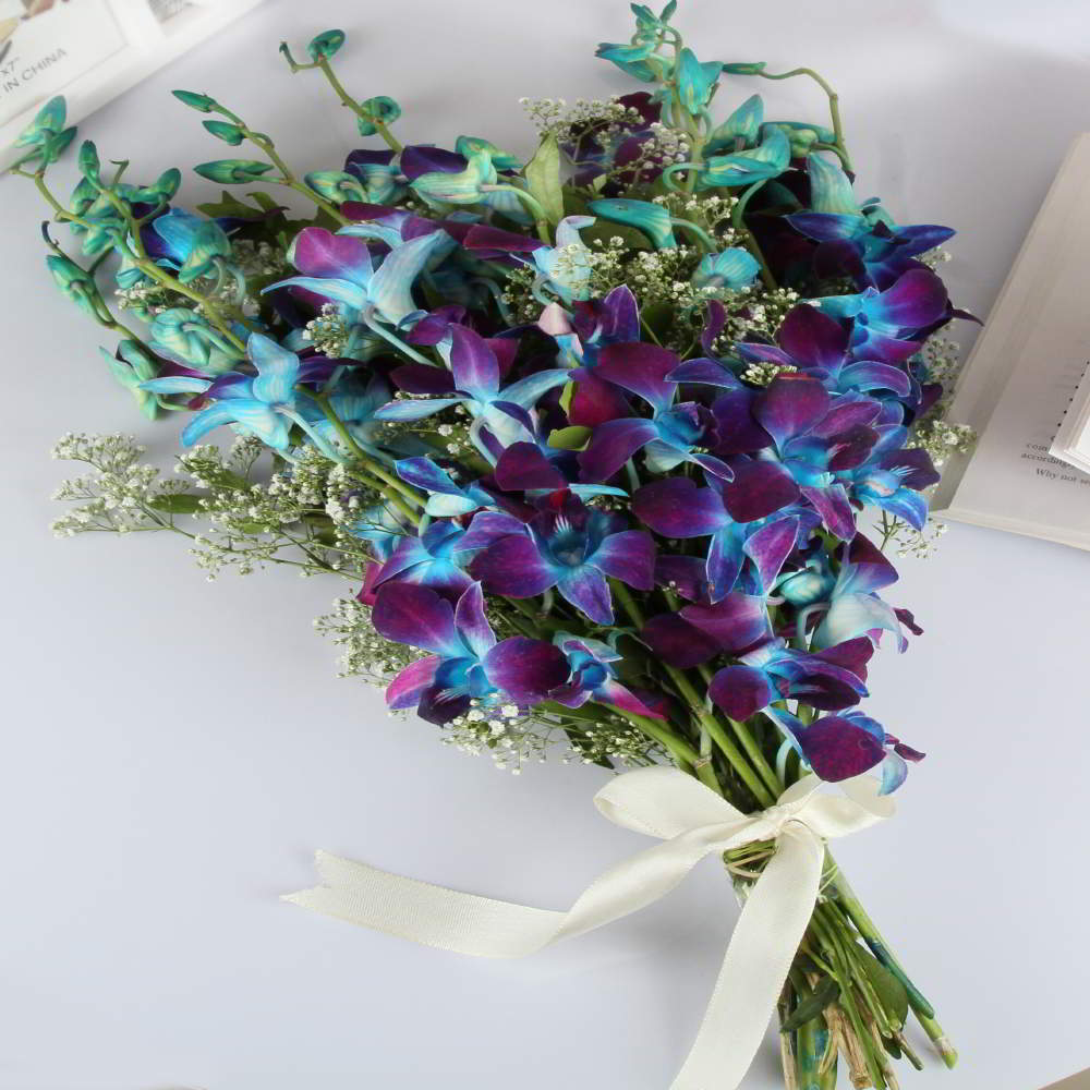 Six Blue Orchids Bouquet