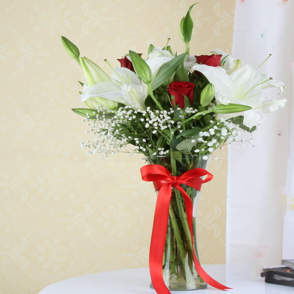 Vase Arrangement of Exotic Flowers