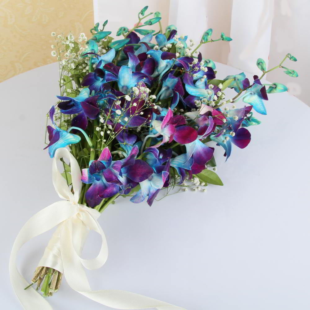 Bouquet of Ten Blue Orchids