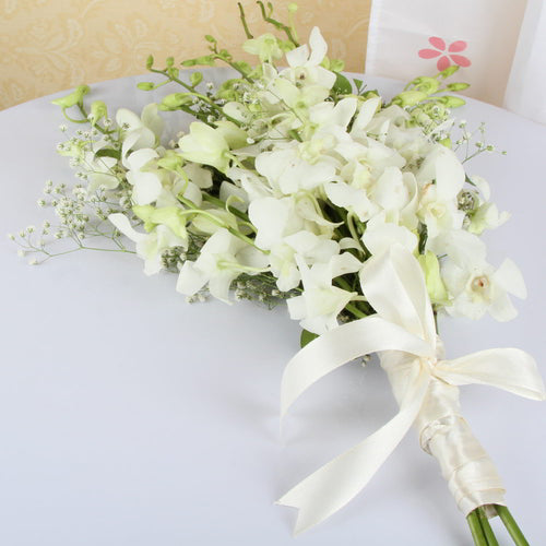 Five White Orchids Bouquet