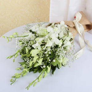 Jute Wrapping of White Orchids