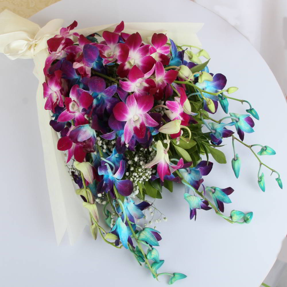 Orchids Tissue Wrap Bouquet