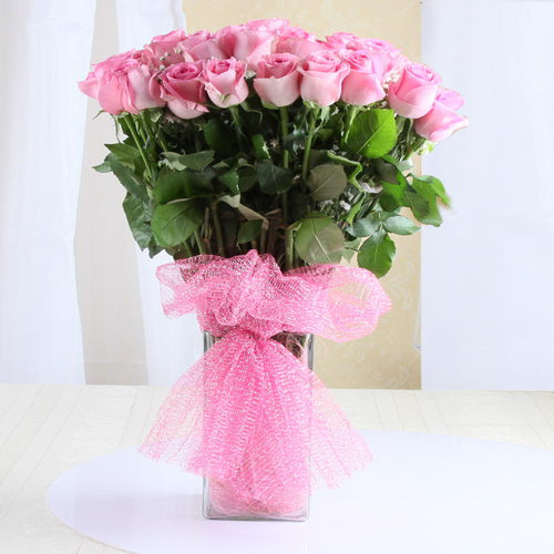 Vase of Pink Roses