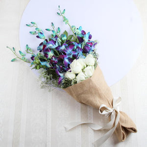 Jute Wrap Bouquet of Exotic Flowers