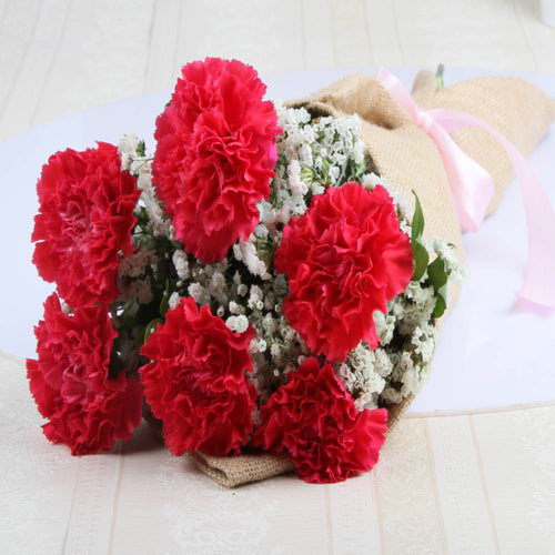 Red Carnation in Jute Wrapped