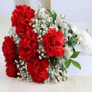 Six Red Carnation Hand Bunch