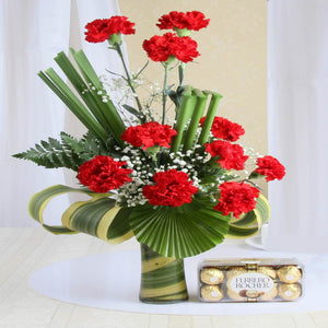 Ferrero Rocher Chocolate with Carnation Arrangement