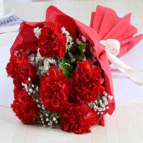 Red Carnation of Tissue Wrapped