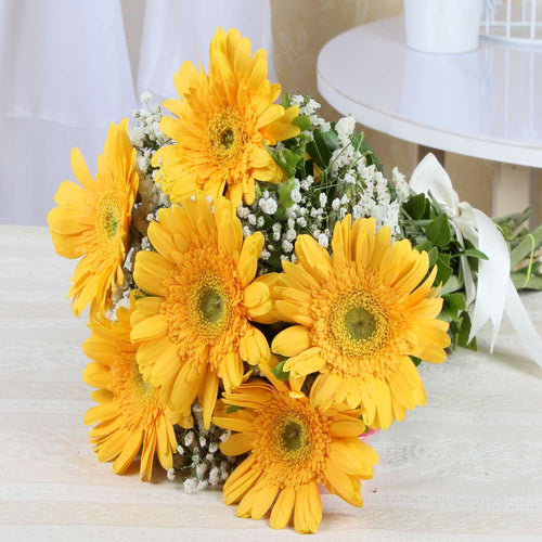 Six Yellow Gerberas Bouquet