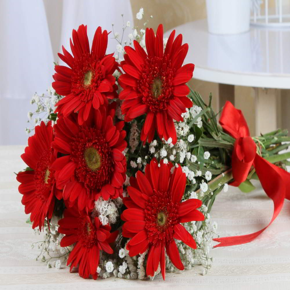 Six Red Gerberas Bouquet