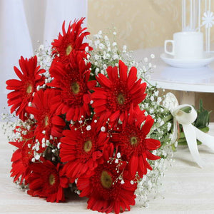 Ten Red Gerberas Bouquet