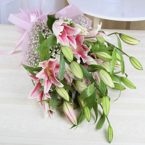Pink Lilies Tissue Bouquet