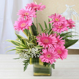 Vase Arrangement of Pink Gerberas