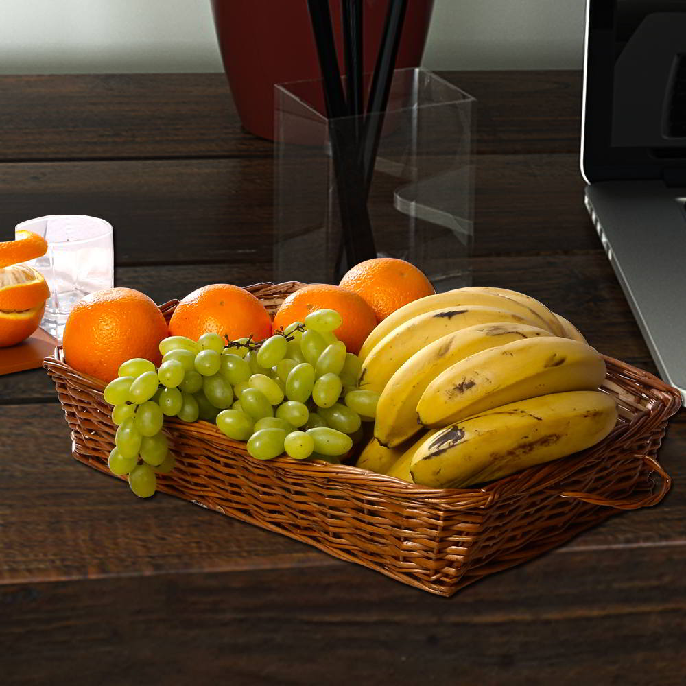 Basket of Bananas with Grapes and apples