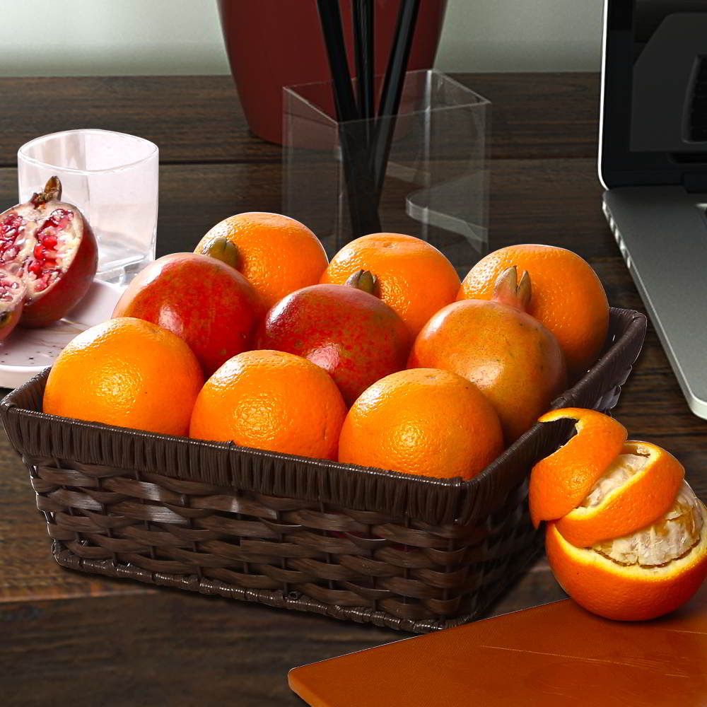 Two Kg Orange with Pomegranate in Basket